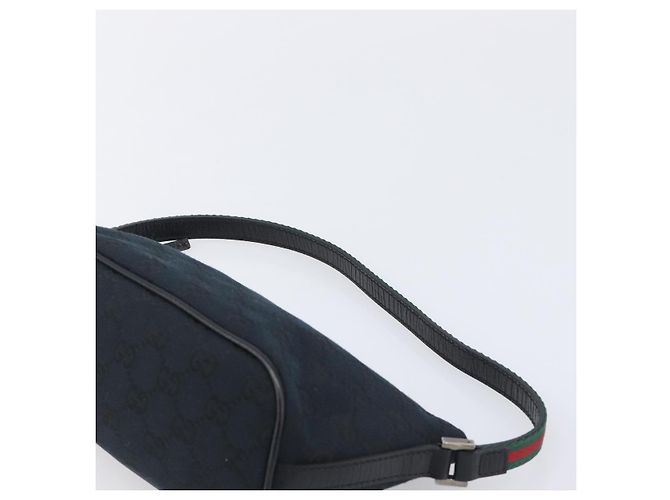 Pouch GUCCI GG Canvas Web Sherry Line Nero Argento 141809 Auth am12736V - vista 8