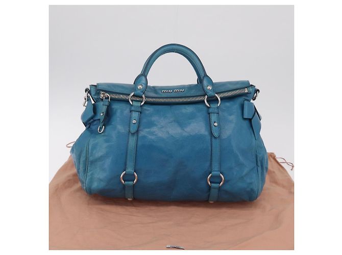 Miu Miu Handtasche Leder 2way Blau Silber Authentisch 167732M - Ansicht 12