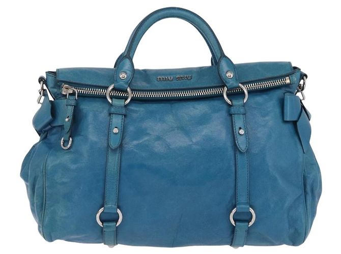 Miu Miu Handtasche Leder 2way Blau Silber Authentisch 167732M - Ansicht 13