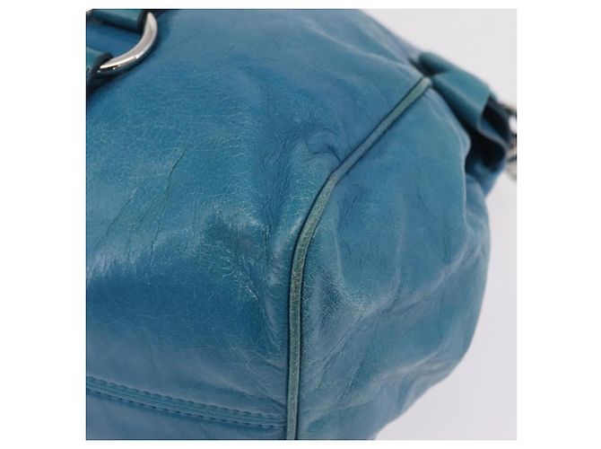 Miu Miu Handtasche Leder 2way Blau Silber Authentisch 167732M - Ansicht 19