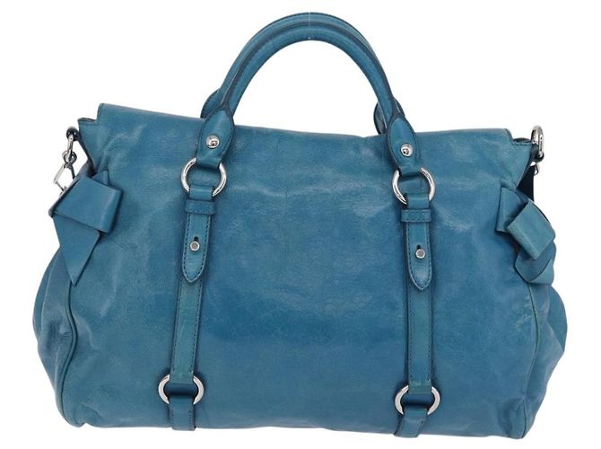 Miu Miu Handtasche Leder 2way Blau Silber Authentisch 167732M - Ansicht 2