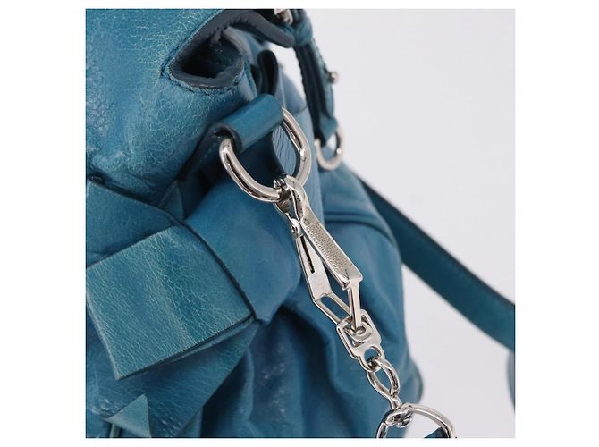 Miu Miu Handtasche Leder 2way Blau Silber Authentisch 167732M - Ansicht 20