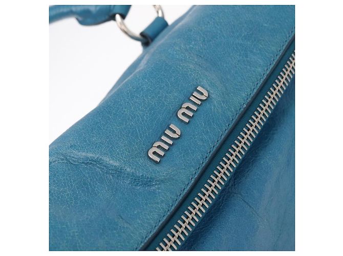 Miu Miu Handtasche Leder 2way Blau Silber Authentisch 167732M - Ansicht 21