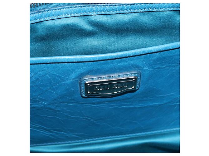 Miu Miu Handtasche Leder 2way Blau Silber Authentisch 167732M - Ansicht 23