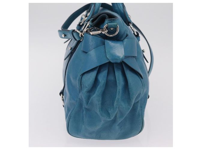 Miu Miu Handtasche Leder 2way Blau Silber Authentisch 167732M - Ansicht 3
