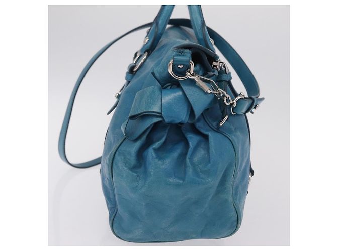 Miu Miu Handtasche Leder 2way Blau Silber Authentisch 167732M - Ansicht 4