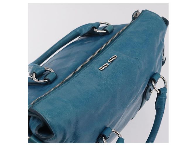 Miu Miu Handtasche Leder 2way Blau Silber Authentisch 167732M - Ansicht 6