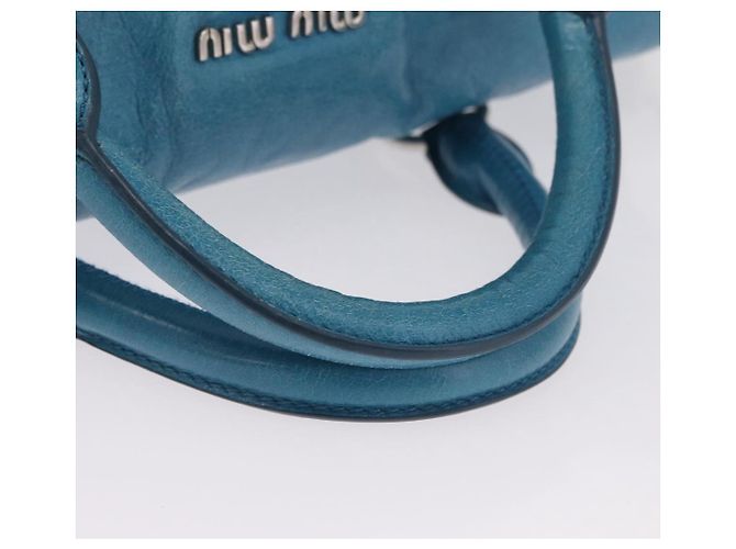 Miu Miu Handtasche Leder 2way Blau Silber Authentisch 167732M - Ansicht 7