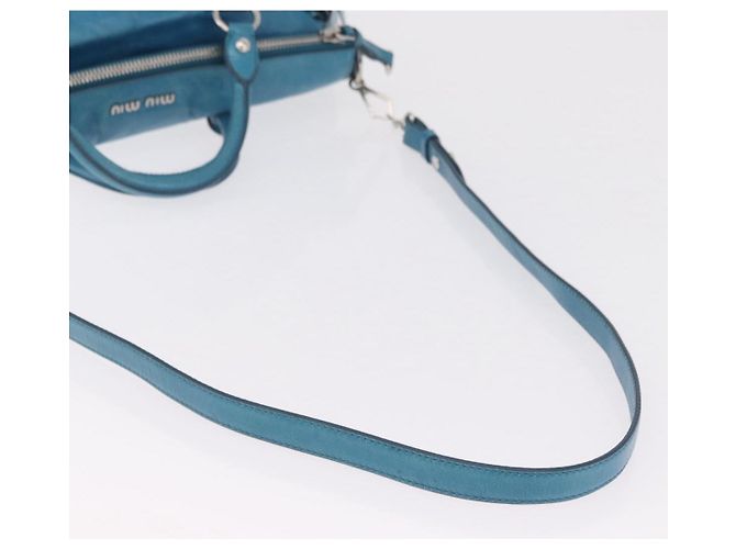 Miu Miu Handtasche Leder 2way Blau Silber Authentisch 167732M - Ansicht 8