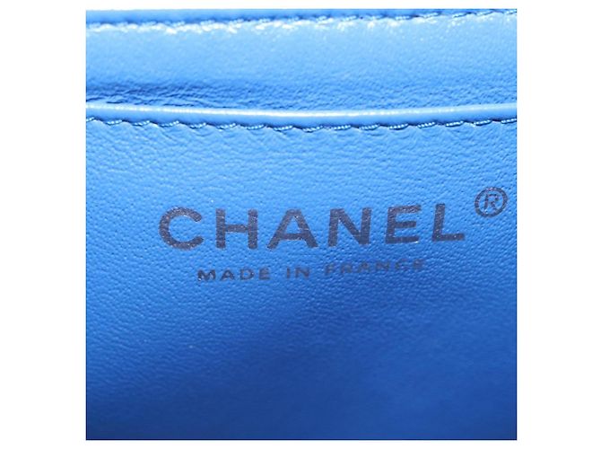 Borsa a tracolla CHANEL Chain Mini Matelasse in pelle d'agnello blu argento CC Auth 167777SM - vista 25