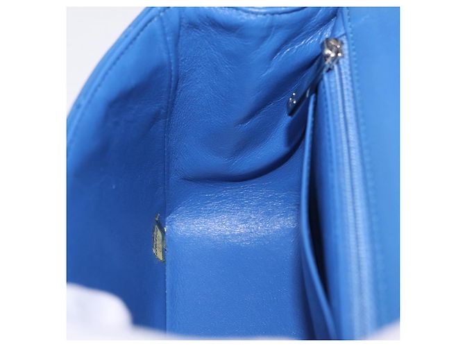 Borsa a tracolla CHANEL Chain Mini Matelasse in pelle d'agnello blu argento CC Auth 167777SM - vista 27
