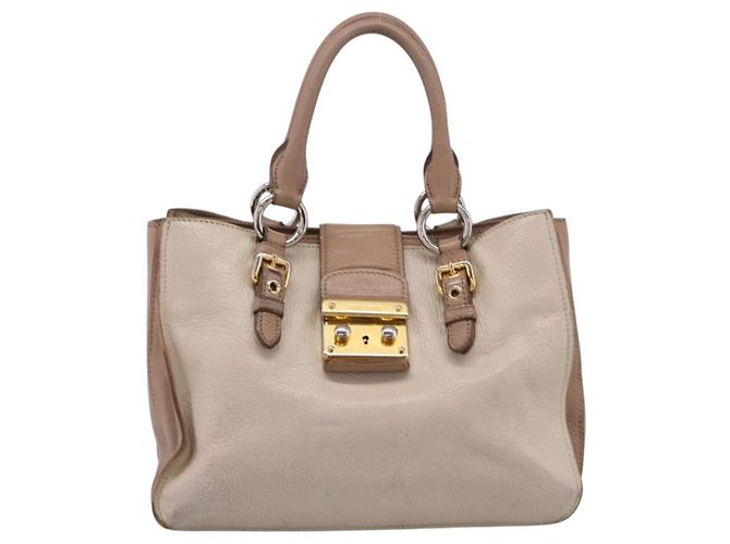 Borsa a mano Miu Miu Madras in pelle beige e oro autentica 207444 D'oro - vista 13
