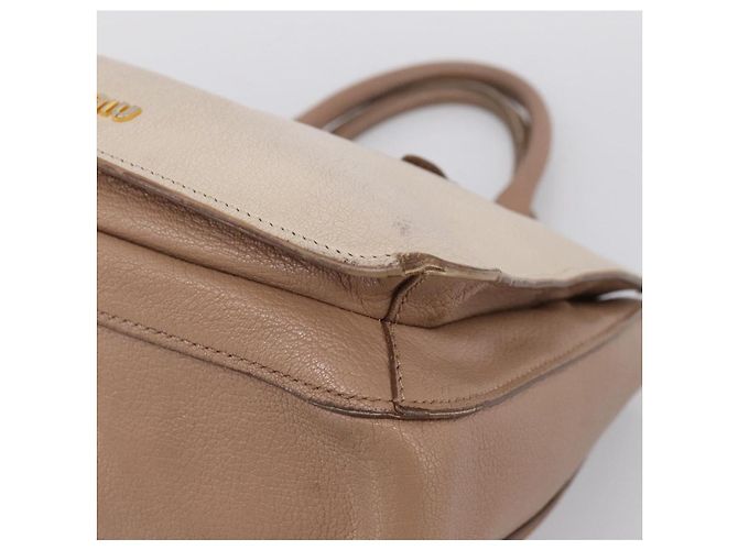 Borsa a mano Miu Miu Madras in pelle beige e oro autentica 207444 D'oro - vista 17