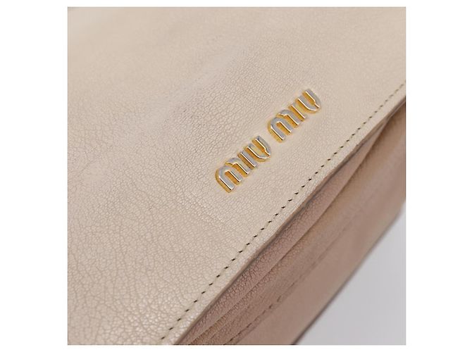 Borsa a mano Miu Miu Madras in pelle beige e oro autentica 207444 D'oro - vista 19