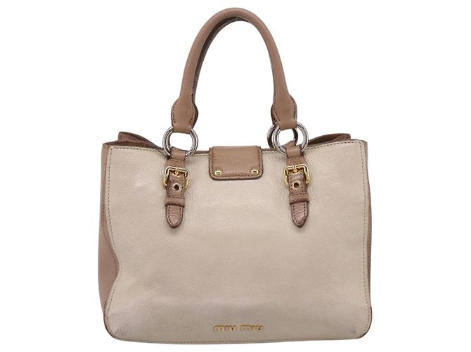 Borsa a mano Miu Miu Madras in pelle beige e oro autentica 207444 D'oro - vista 2