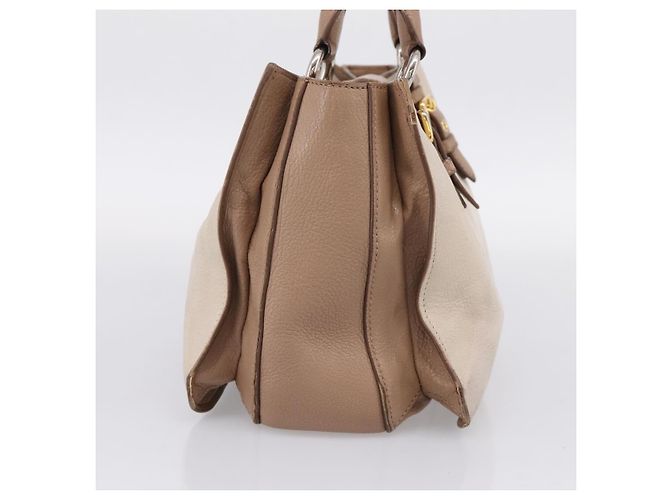 Borsa a mano Miu Miu Madras in pelle beige e oro autentica 207444 D'oro - vista 4