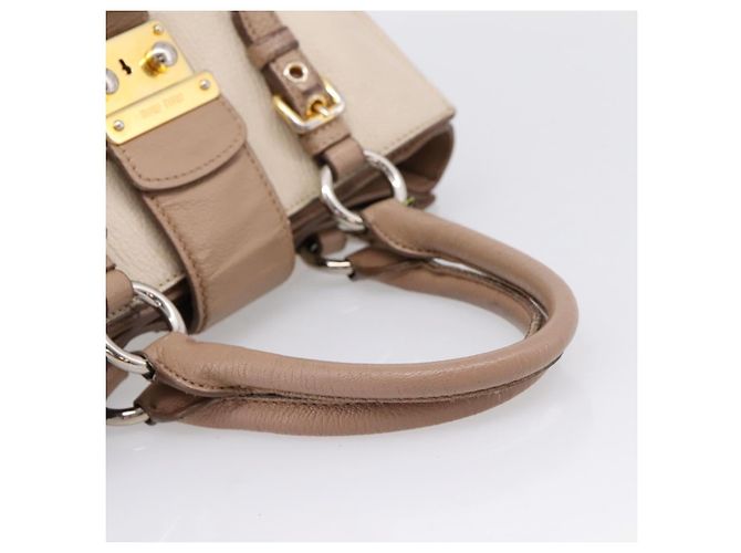 Borsa a mano Miu Miu Madras in pelle beige e oro autentica 207444 D'oro - vista 7
