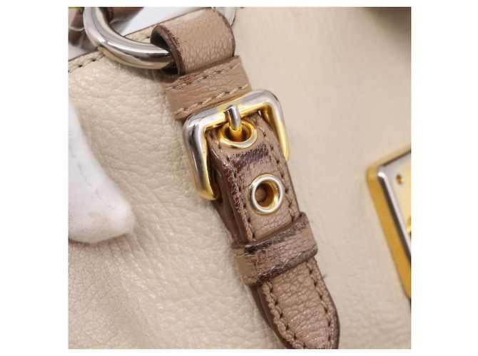 Borsa a mano Miu Miu Madras in pelle beige e oro autentica 207444 D'oro - vista 9