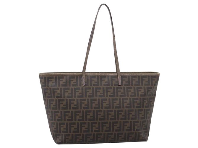 Borsa Tote FENDI Zucca Canvas PVC Nero Marrone 8BH185 Auth hk4222A - vista 13