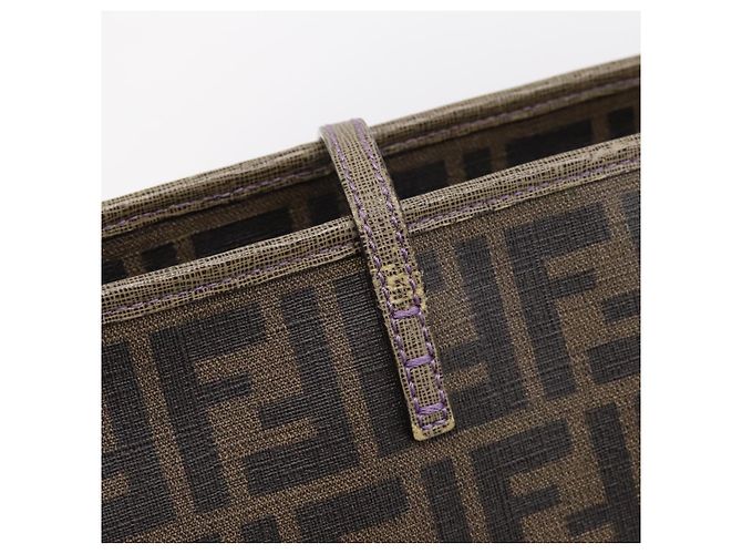 Borsa Tote FENDI Zucca Canvas PVC Nero Marrone 8BH185 Auth hk4222A - vista 15