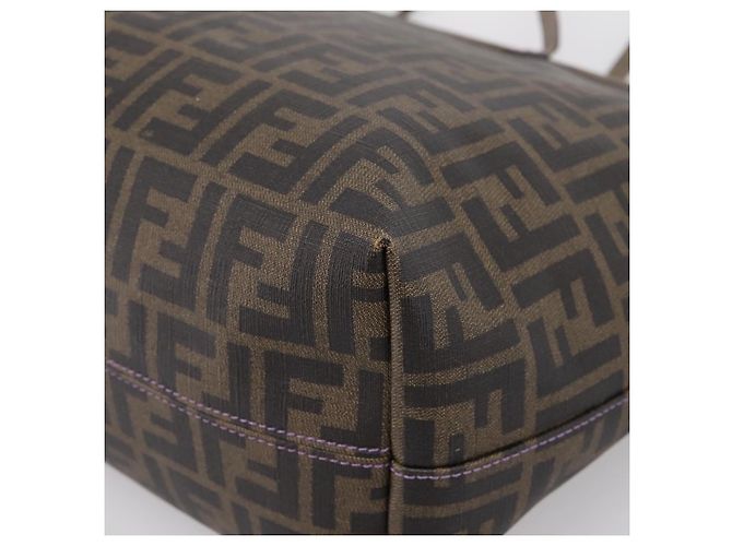 Borsa Tote FENDI Zucca Canvas PVC Nero Marrone 8BH185 Auth hk4222A - vista 16