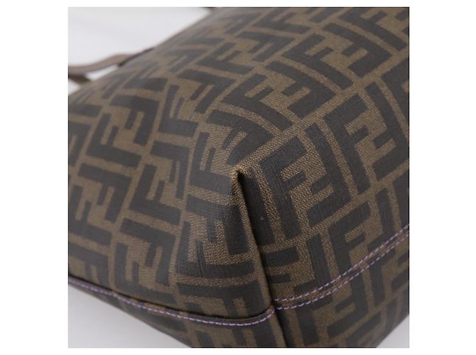 Borsa Tote FENDI Zucca Canvas PVC Nero Marrone 8BH185 Auth hk4222A - vista 17