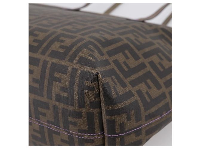 Borsa Tote FENDI Zucca Canvas PVC Nero Marrone 8BH185 Auth hk4222A - vista 18