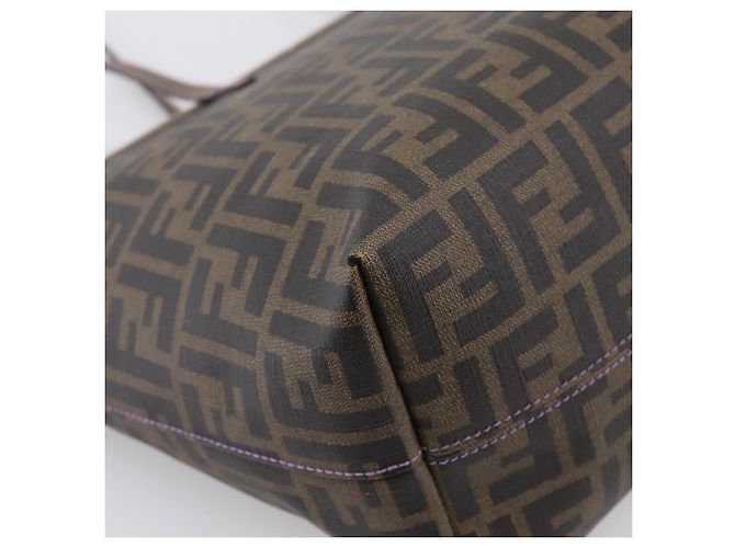 Borsa Tote FENDI Zucca Canvas PVC Nero Marrone 8BH185 Auth hk4222A - vista 19