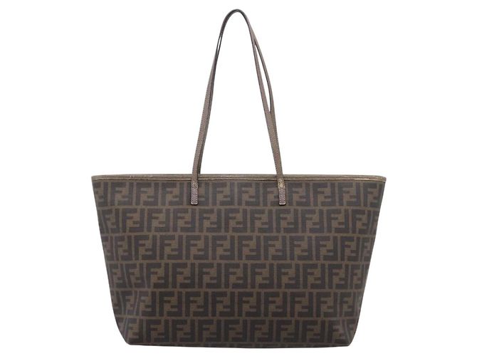 Borsa Tote FENDI Zucca Canvas PVC Nero Marrone 8BH185 Auth hk4222A - vista 2