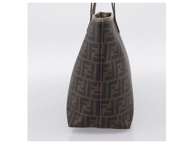Borsa Tote FENDI Zucca Canvas PVC Nero Marrone 8BH185 Auth hk4222A - vista 3