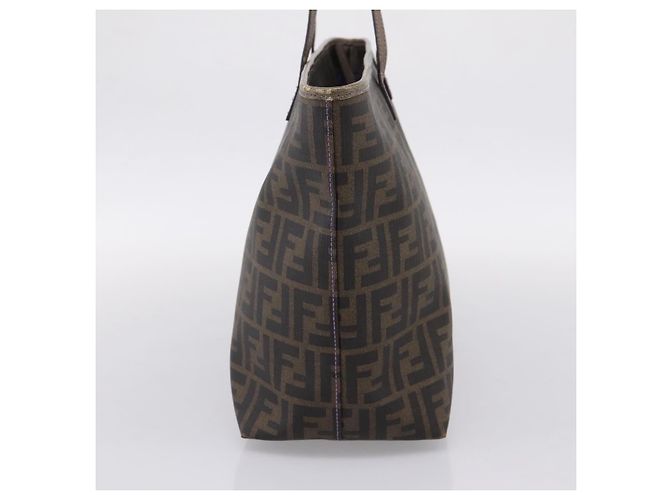 Borsa Tote FENDI Zucca Canvas PVC Nero Marrone 8BH185 Auth hk4222A - vista 4