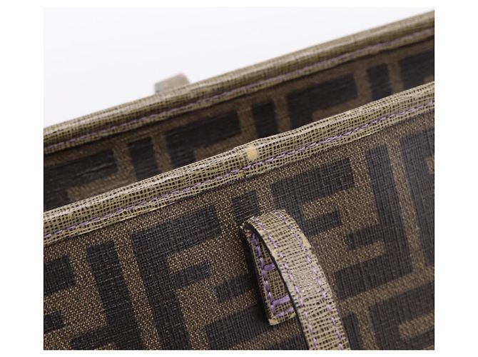 Borsa Tote FENDI Zucca Canvas PVC Nero Marrone 8BH185 Auth hk4222A - vista 8