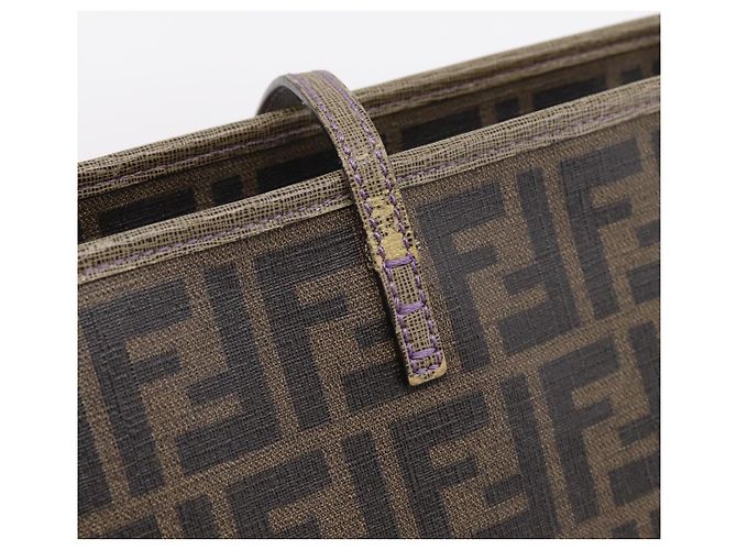 Borsa Tote FENDI Zucca Canvas PVC Nero Marrone 8BH185 Auth hk4222A - vista 9