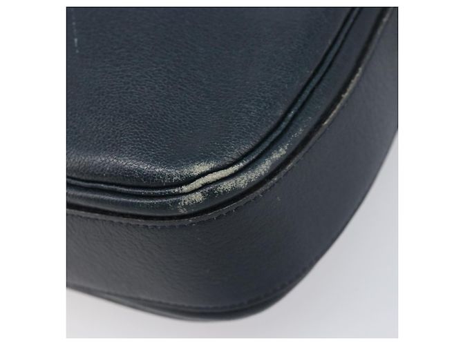 Borsa a Tracolla Christian Dior Pelle Navy Gold Auth 207524 D'oro Blu navy - vista 10
