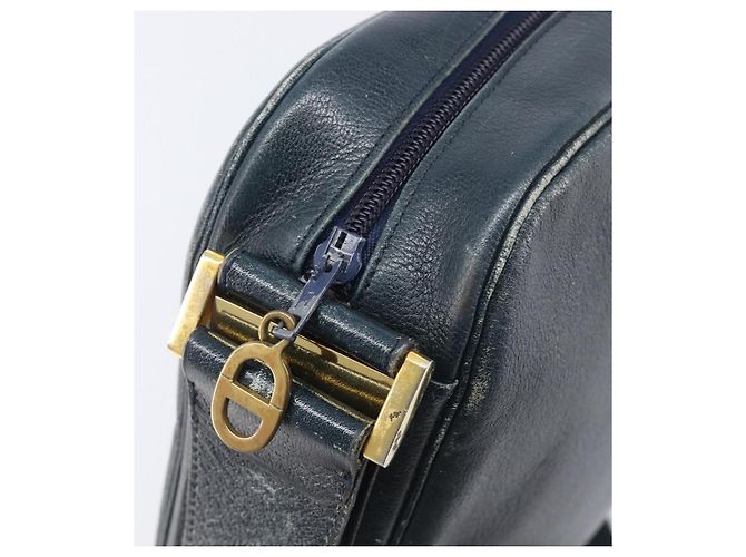 Borsa a Tracolla Christian Dior Pelle Navy Gold Auth 207524 D'oro Blu navy - vista 11