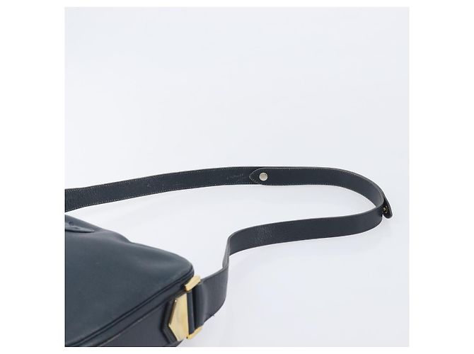 Borsa a Tracolla Christian Dior Pelle Navy Gold Auth 207524 D'oro Blu navy - vista 14