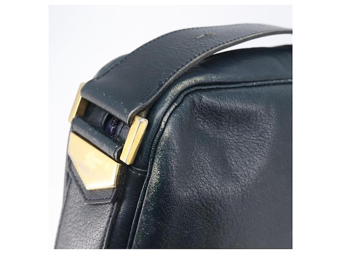 Borsa a Tracolla Christian Dior Pelle Navy Gold Auth 207524 D'oro Blu navy - vista 19