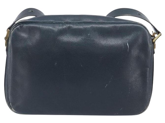 Borsa a Tracolla Christian Dior Pelle Navy Gold Auth 207524 D'oro Blu navy - vista 2