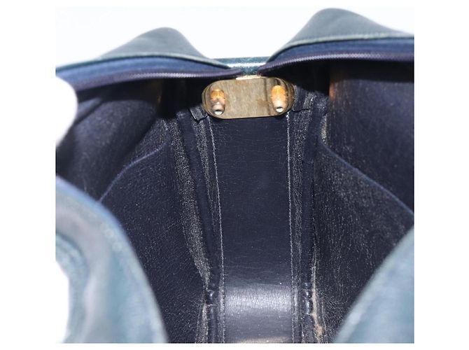 Borsa a Tracolla Christian Dior Pelle Navy Gold Auth 207524 D'oro Blu navy - vista 23