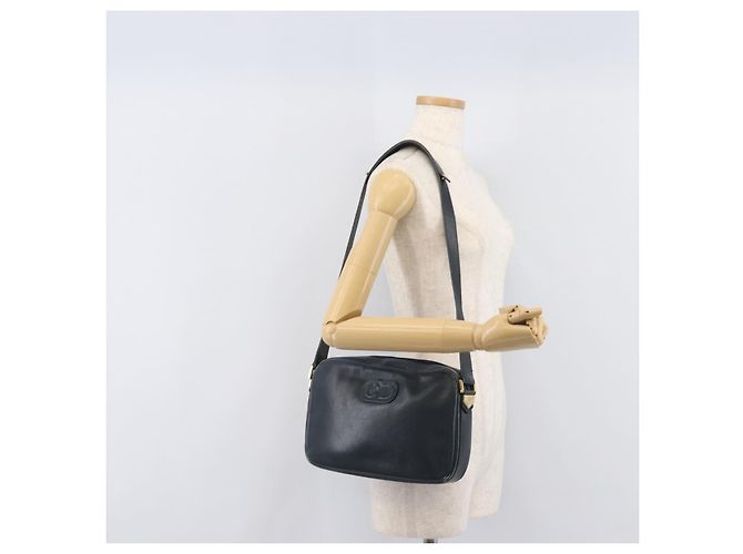 Borsa a Tracolla Christian Dior Pelle Navy Gold Auth 207524 D'oro Blu navy - vista 26