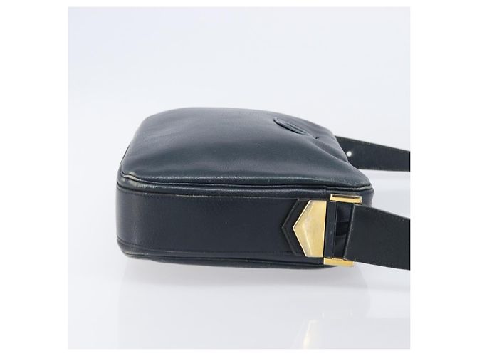 Borsa a Tracolla Christian Dior Pelle Navy Gold Auth 207524 D'oro Blu navy - vista 4