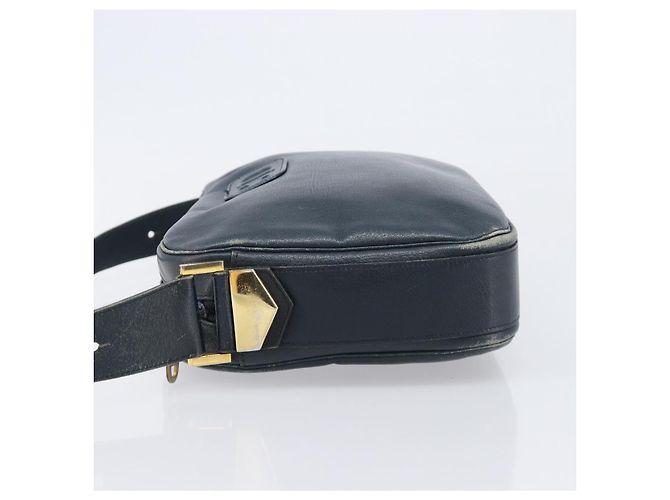 Borsa a Tracolla Christian Dior Pelle Navy Gold Auth 207524 D'oro Blu navy - vista 5