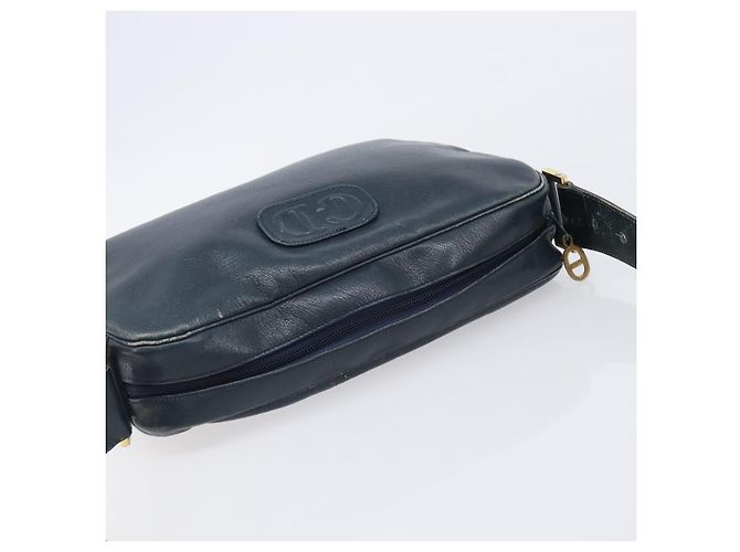 Borsa a Tracolla Christian Dior Pelle Navy Gold Auth 207524 D'oro Blu navy - vista 7