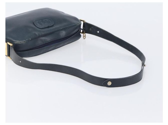 Borsa a Tracolla Christian Dior Pelle Navy Gold Auth 207524 D'oro Blu navy - vista 8