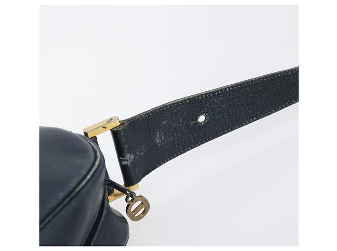 Borsa a Tracolla Christian Dior Pelle Navy Gold Auth 207524 D'oro Blu navy - vista 9