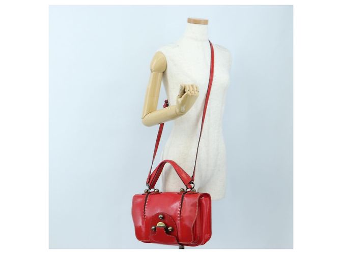 Borsa a mano FENDI in pelle 2way rossa tono oro 8BN199 Auth 206644V - vista 29