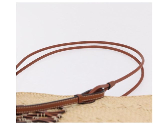 Sac Cabas LOEWE Anagram Raffia Beige Brown Auth ka6529V Marron - vue 14