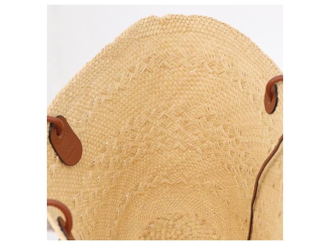 Sac Cabas LOEWE Anagram Raffia Beige Brown Auth ka6529V Marron - vue 21