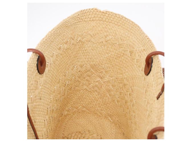 Sac Cabas LOEWE Anagram Raffia Beige Brown Auth ka6529V Marron - vue 22