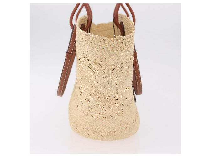 Sac Cabas LOEWE Anagram Raffia Beige Brown Auth ka6529V Marron - vue 4